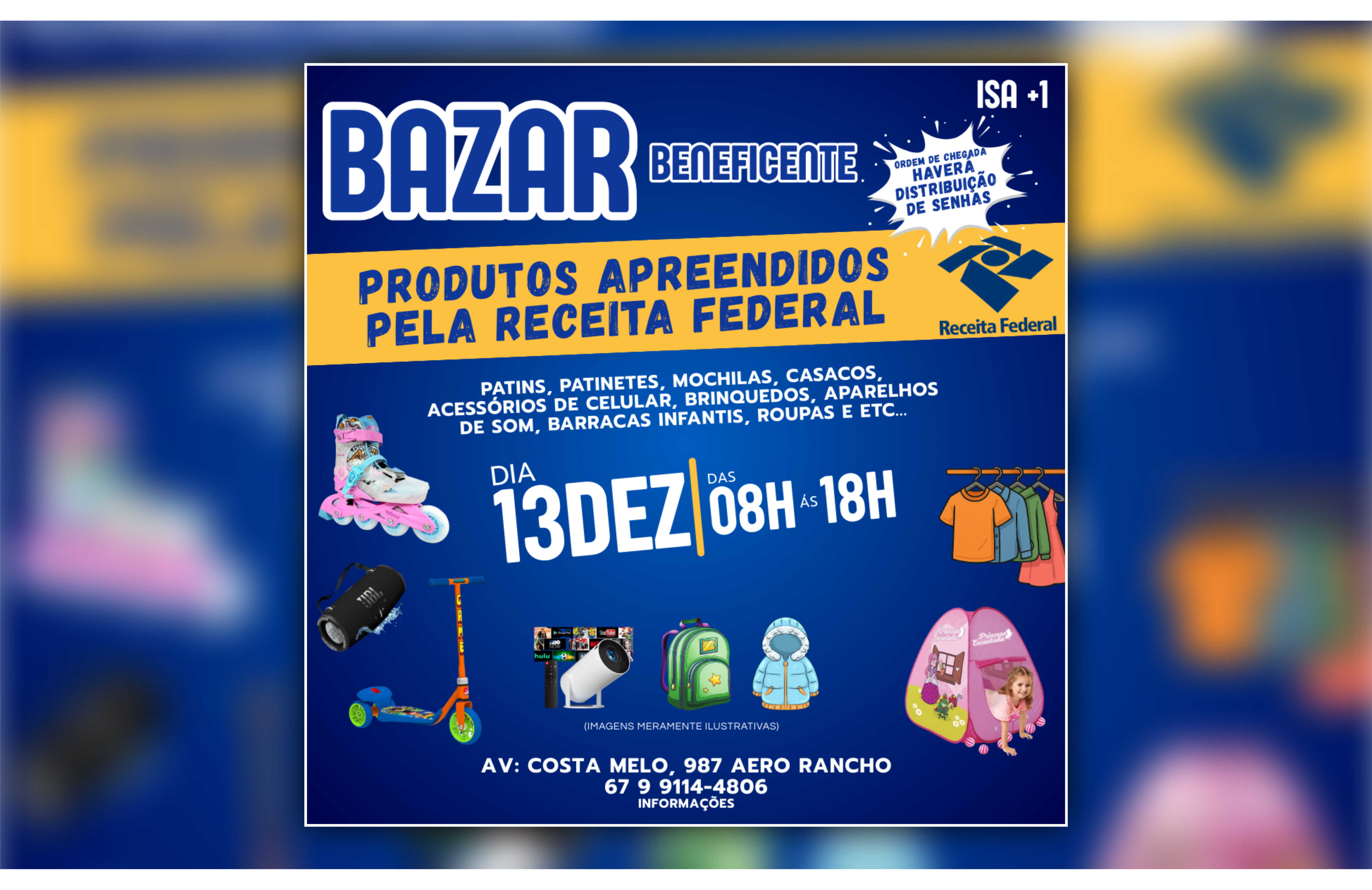 Aero Rancho recebe Bazar Beneficente do Instituto ISA com itens apreendidos pela Receita Federal